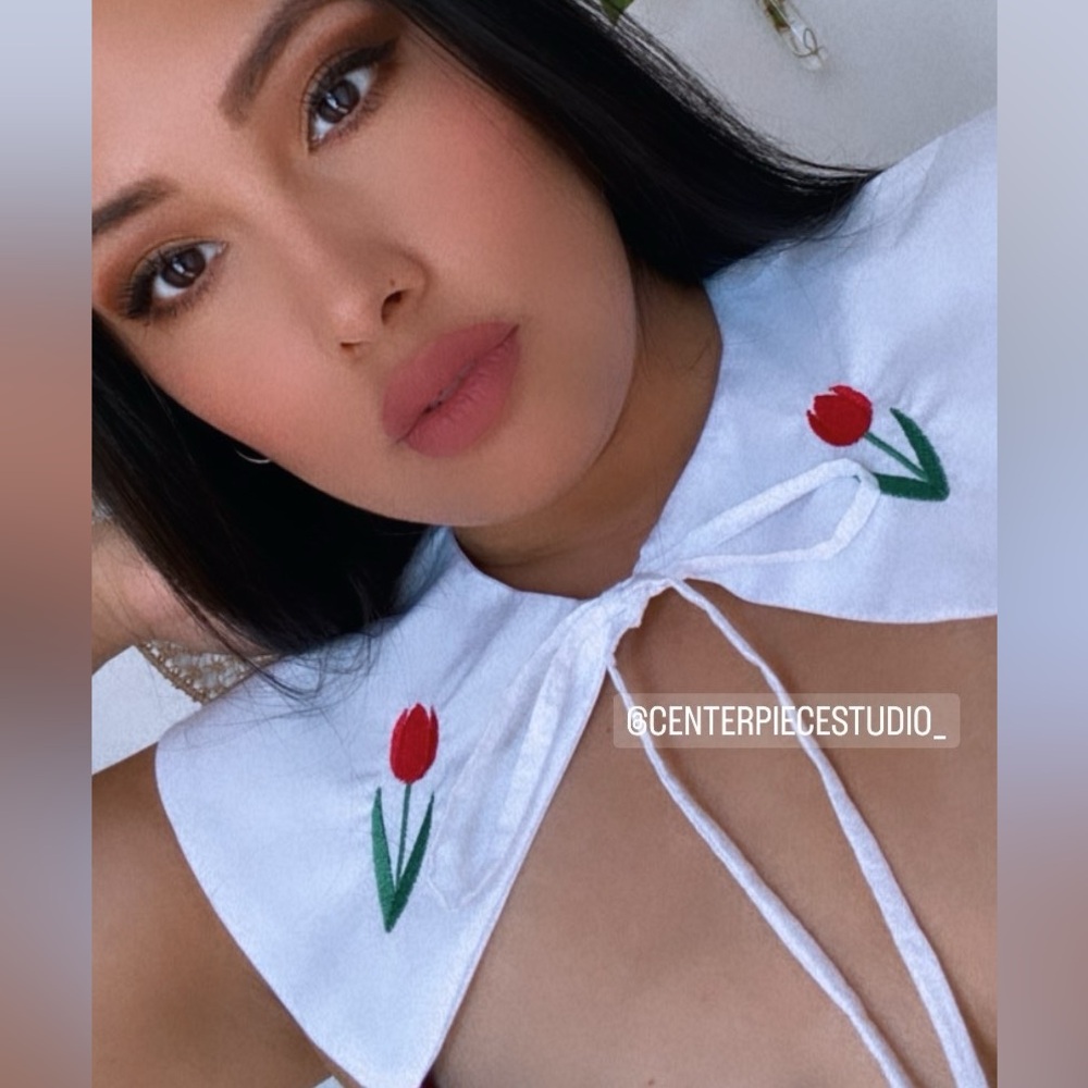 Floral embroidered collar